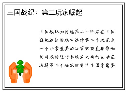 三国战纪：第二玩家崛起